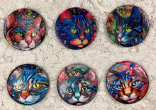 Load image into Gallery viewer, 1.5” Button-Colorful Cats- assorted - Great Adirondack Yarn -price per button