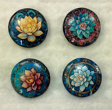 Load image into Gallery viewer, 1.18” Leather Buttons -Lotus - assorted -Bohemian- Great Adirondack Yarn-price is per button