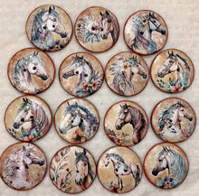 Load image into Gallery viewer, 1.75” Buttons- Boho horses-Handcrafted- Great Adirondack-price is per button