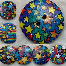 Load image into Gallery viewer, 1.18” Buttons-Stars-Rainbow-celestial- assorted- Handcrafted -Great Adirondack-price is per button