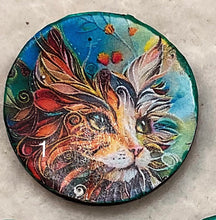 Load image into Gallery viewer, 1.18” Buttons-Art cats-rainbow quilled- assorted- Handcrafted -Great Adirondack-price is per button
