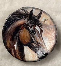 Load image into Gallery viewer, 1.18” Buttons-colorful Horses-browns-grays- assorted- Handcrafted -price is per button