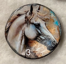Load image into Gallery viewer, 1.18” Buttons-colorful Horses-browns-grays- assorted- Handcrafted -price is per button