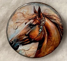 Load image into Gallery viewer, 1.18” Buttons-colorful Horses-browns-grays- assorted- Handcrafted -price is per button