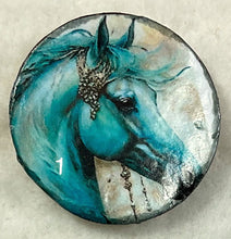 Load image into Gallery viewer, 1.18” Buttons-colorful Horses-greens-teals- assorted- Handcrafted -price is per button