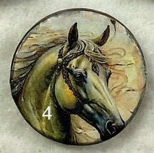 Load image into Gallery viewer, 1.18” Buttons-colorful Horses-greens-teals- assorted- Handcrafted -price is per button