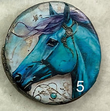 Load image into Gallery viewer, 1.18” Buttons-colorful Horses-greens-teals- assorted- Handcrafted -price is per button