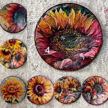 Load image into Gallery viewer, 1.18” Buttons-sunflowers- assorted- Handcrafted -price is per button