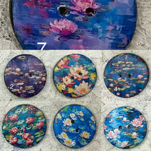 Load image into Gallery viewer, 1.18” Buttons- Water Lilies-Claude Monet style-assorted 1thru 7-Great Adirondack-handcrafted-price is per button
