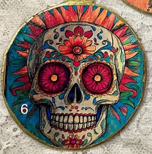 Load image into Gallery viewer, 3” ornaments- Day of the Dead- Sugar Skulls- assorted- holiday-Christmas-gift-price per ornament