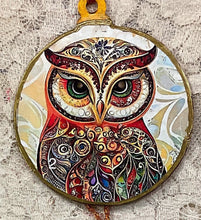 Load image into Gallery viewer, 3” ornaments- Owls- assorted- zen doodles-holiday-Christmas-gift-price per ornament