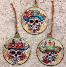 Load image into Gallery viewer, 3” ornaments- Day of the Dead- Sugar Skulls- assorted-holiday-Christmas-gift-price- per ornament