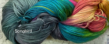 Load image into Gallery viewer, Silk Cotton Fingering Wt yarn 434 yds Hand Dyed -Songbird-Watercolors-Great Adirondack