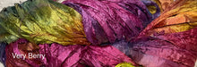 Load image into Gallery viewer, Sari Silk Yarn -50 yds- hand dyed colors-Very Berry-Bahama Mama- Irish Cream- Great Adirondack