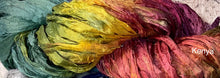 Load image into Gallery viewer, Sari Silk Yarn -50 yds- hand dyed colors- Beach House-Blueberry-Songbird-Kenya-Great Adirondack