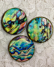 Load image into Gallery viewer, 1.18” Abalone-Paui shell prints -assorted- embellishment- clothing- accents-trim -mixed media -great adirondack-price is per button.