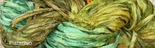 Load image into Gallery viewer, Sari Silk Yarn -50 yds- hand dyed colors- Jellybean-Pistachio-Peaches -Great Adirondack