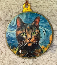 Load image into Gallery viewer, 3” ornaments- Cats-Van Gogh style- assorted-2- holiday-Christmas-gift-price per ornament