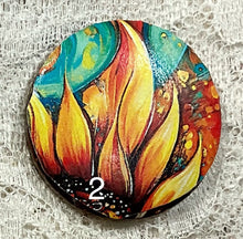 Load image into Gallery viewer, 1.18” Buttons- Turquoise and Sunflowers- geometric designs-assorted-Great Adirondack-handcrafted-price is per button