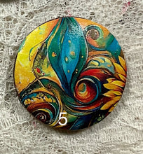 Load image into Gallery viewer, 1.18” Buttons- Turquoise and Sunflowers- geometric designs-assorted-Great Adirondack-handcrafted-price is per button