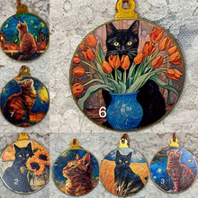 Load image into Gallery viewer, 3” ornaments- Cats-Van Gogh style- 3-assorted- holiday-special occasion-gift-price per ornament