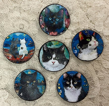 Load image into Gallery viewer, 1.18” Buttons- Back and White cats--assorted-Great Adirondack-handcrafted-price is per button