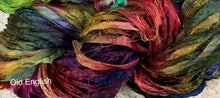 Load image into Gallery viewer, Sari Silk Yarn -50 yds- hand dyed -Old English- Spring Garden-Great Adirondack