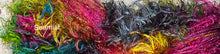 Load image into Gallery viewer, Novelty Fringe Yarn with Crystal Flash -75 yds -Hand dyed colors-Eggplant Eddie-Melon Mollie-Lemondrop Lulu-Fiesta-Seamist-Great Adirondack