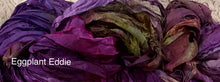 Load image into Gallery viewer, Sari Silk Yarn -50 yds- hand dyed colors-Eggplant Eddie-Melon Mollie-Lemondrop Lulu-Fiesta-Great Adirondack