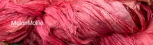 Load image into Gallery viewer, Sari Silk Yarn -50 yds- hand dyed colors-Eggplant Eddie-Melon Mollie-Lemondrop Lulu-Fiesta-Great Adirondack