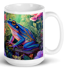 Load image into Gallery viewer, Whimsical Frogs-assorted prints - White glossy mug- Great Adirondack Yarn