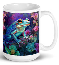Load image into Gallery viewer, Whimsical Frogs-assorted prints - White glossy mug- Great Adirondack Yarn
