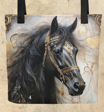 Load image into Gallery viewer, Colorful Horse Totes-15” x 15”-Fantasy Horse Prints-craft tote-knitting bag-grocery tote-beach bag-assorted colors-price is per tote