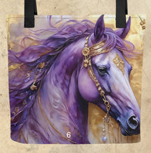 Load image into Gallery viewer, Colorful Horse Totes-15” x 15”-Fantasy Horse Prints-craft tote-knitting bag-grocery tote-beach bag-assorted colors-price is per tote