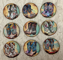 Load image into Gallery viewer, 1.18” buttons -colorful cowboy boots-assorted-Great Adirondack-handcrafted-price is per button