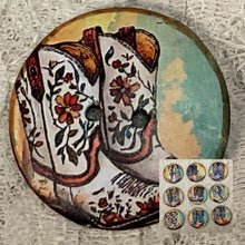 Load image into Gallery viewer, 1.18” buttons -colorful cowboy boots-assorted-Great Adirondack-handcrafted-price is per button
