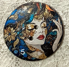 Load image into Gallery viewer, 1.18” buttons -Art Deco womans face-assorted-Great Adirondack-handcrafted-price is per button