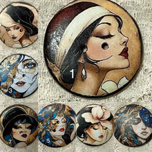 Load image into Gallery viewer, 1.18” buttons -Art Deco womans face-assorted-Great Adirondack-handcrafted-price is per button