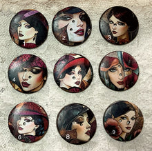 Load image into Gallery viewer, 1.18” buttons -Art Deco womans faces-assorted-Great Adirondack-handcrafted-price is per button