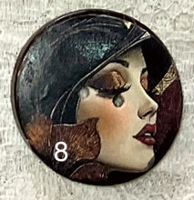 Load image into Gallery viewer, 1.18” buttons -Art Deco womans faces-assorted-Great Adirondack-handcrafted-price is per button