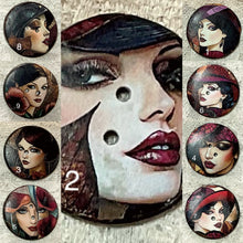 Load image into Gallery viewer, 1.18” buttons -Art Deco womans faces-assorted-Great Adirondack-handcrafted-price is per button