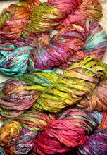 Load image into Gallery viewer, Sari Silk Yarn -50 yds- hand dyed speckled colors- Rainbow-Tropicana-Southwest-Avacado Annie-Great Adirondack