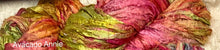 Load image into Gallery viewer, Sari Silk Yarn -50 yds- hand dyed speckled colors- Rainbow-Tropicana-Southwest-Avacado Annie-Great Adirondack