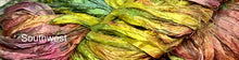 Load image into Gallery viewer, Sari Silk Yarn -50 yds- hand dyed speckled colors- Rainbow-Tropicana-Southwest-Avacado Annie-Great Adirondack