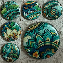 Load image into Gallery viewer, 1.18” or 1.50” Buttons- colorful swirls-paisleys -assorted-Great Adirondack- handcrafted-price is per button
