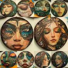 Load image into Gallery viewer, 1” or 1.18” beads-faces -celestial women- spiritual-Great Adirondack-handcrafted-price is per button
