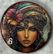 Load image into Gallery viewer, 1.18” or 1.50” Buttons-faces-bohemian women-assorted- Handcrafted -price is per button