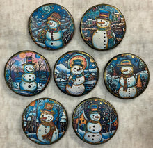 Load image into Gallery viewer, 1.18”, 1.50” or 2” Buttons-Christmas-trees-snowman-assorted-Great Adirondack- handcrafted-price is per button