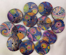 Load image into Gallery viewer, 1” Buttons- Van Gogh Patterns-gold foil- assorted colors-Handcrafted Great Adirondack Yarn