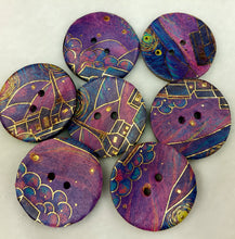 Load image into Gallery viewer, 1” Buttons- Van Gogh Patterns-gold foil- assorted colors-Handcrafted Great Adirondack Yarn